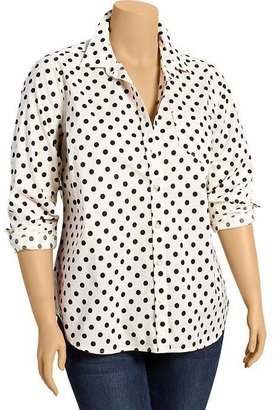 Old Navy Women's Plus Polka-Dot Button-Front Shirts