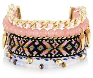 Pilgrim Pink aztec multi strand bracelet