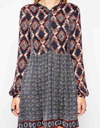 Pepe Jeans Peasant Dress With Contrast Print
