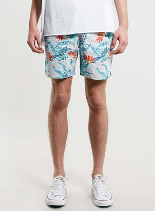 Topman Ecru Palm Printed Shorts