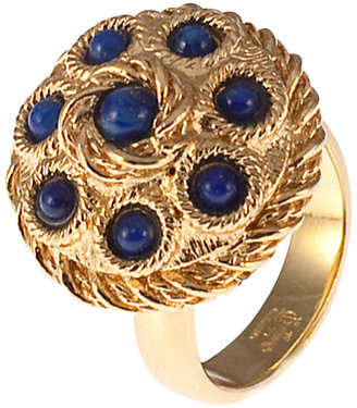 Lapis Eclectica Vintage 1970s Faux Cabochon Ring, Gold / Blue