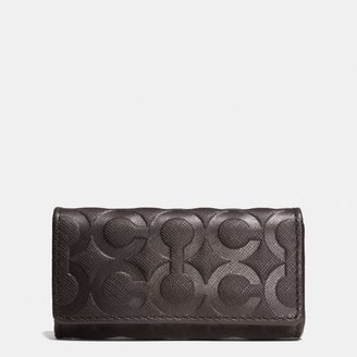 Coach 4 Ring Key Case In Op Art Embossed Leather