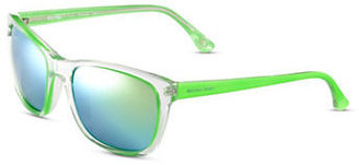 MICHAEL Michael Kors Tessa Plastic Square Sunglasses with Mirrored Lenses-GREEN-One Size