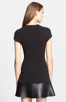 L'Agence Zip Front Leather Panel Top