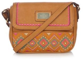 Butterfly by Matthew Williamson Designer tan tribal embroidered cross body bag