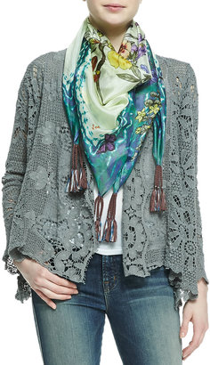 Johnny Was Collection Floral & Butterfly Print Georgette Scarf