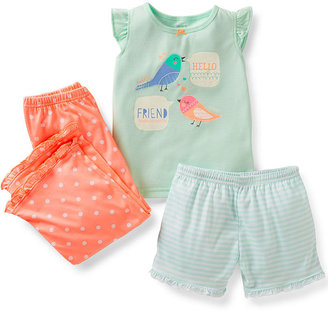 Carter's Baby Girls' 3-Piece Shirt, Shorts & Pants Pajama Set