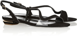 Nicholas Kirkwood Glitter-trimmed suede sandals
