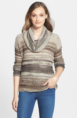 Curio Textured Stripe Cowl Neck Sweater (Regular & Petite)