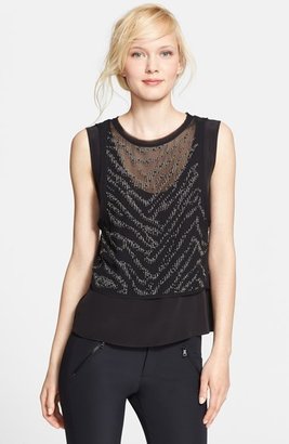 Rebecca Taylor 'Liger' Stud Front Layered Silk Top