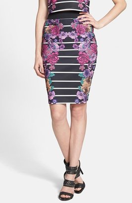 MinkPink 'The Divine' Floral Stripe Midi Skirt