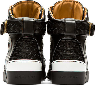 Givenchy Black Basketwoven Leather Tyson High-Top Sneakers