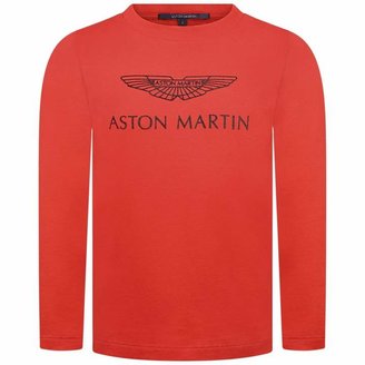 Aston MartinBoys Red Logo Print Jersey Top