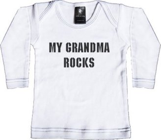 Rebel Ink Baby 376wls612 - My Grandma Rocks - White Long Sleeve T-Shirt - 6-12 Months