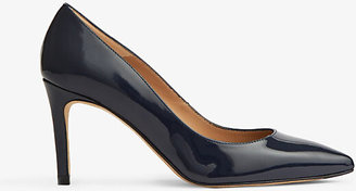 navy blue leather court shoes uk