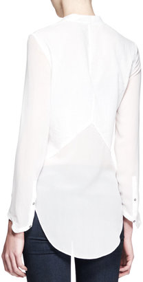 Helmut Lang Lawn Buttoned Sheer-Panel Shirt