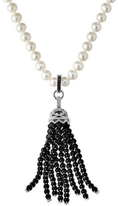 Lord & Taylor Sterling Silver, Freshwater Pearl, Diamond & Onyx Necklace