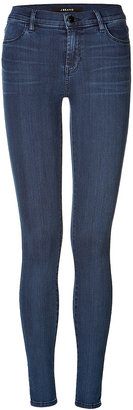 J Brand Jeans Mid Rise Super Skinny Jeans in Blue Stocking