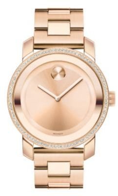 Movado Bold ladies' stone set rose gold-plated watch