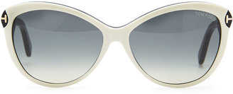 Tom Ford Telma Cat-Eye Sunglasses, Ivory/Black