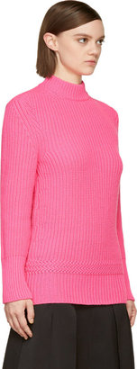 Christopher Kane Neon Pink Cashmere Knit High Collar Sweater