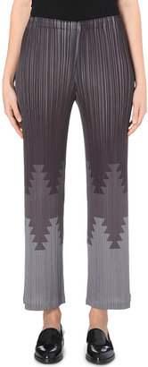 Issey Miyake Pleats Please Geometric-Print Wide-Leg Printed Trousers - for Women