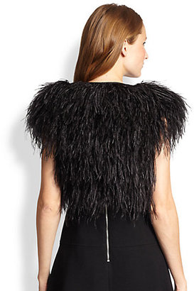 Milly Ostrich Feather & Silk Cocktail Jacket