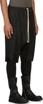 Rick Owens Black Leather Blister Shorts