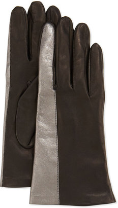 Portolano Metallic-Striped Leather Gloves