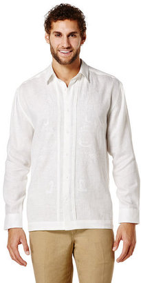 Cubavera 100% Linen Tucks and Ornamental Embroidery Shirt