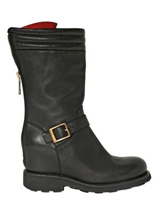 Bikkembergs 70mm Zipped Leather Wedged Boots