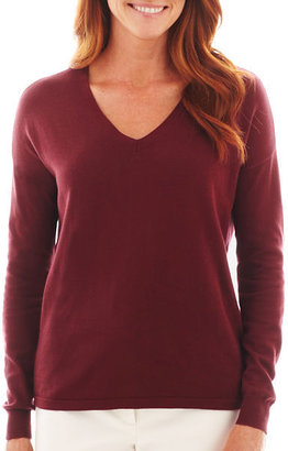 Liz Claiborne Long-Sleeve Button-Back Sweater