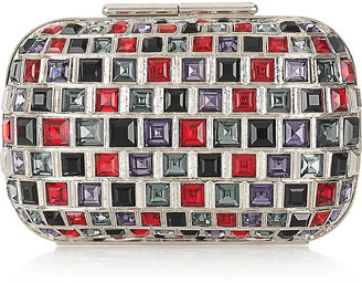 Jimmy Choo Claire silver-tone brass and crystal clutch