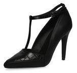 Dorothy Perkins Womens Black T-bar pointed court shoes- Black