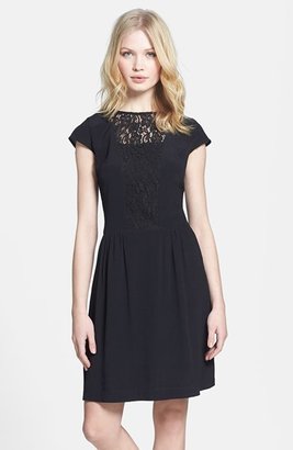 Miss Me Lace Inset Fit & Flare Dress