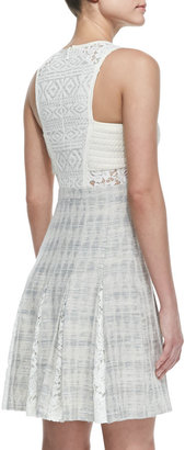 Rebecca Taylor Tweed/Lace Sleeveless A-Line Dress