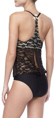 Luxe by Lisa Vogel Lace-Top One-Piece Swimsuit