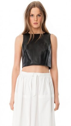 Tibi Leather Cropped Top
