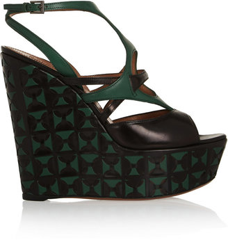 Alaia Two-tone leather wedge sandals