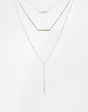 ASOS Multirow Cross Rosary Necklace