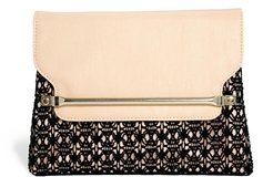 ASOS Sleek Bar Clutch Bag With Lace Detail - Peach