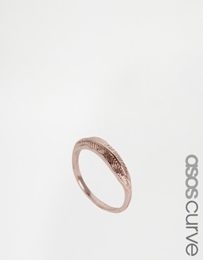 ASOS Curve CURVE Fine Leaf Ring - Rose gold
