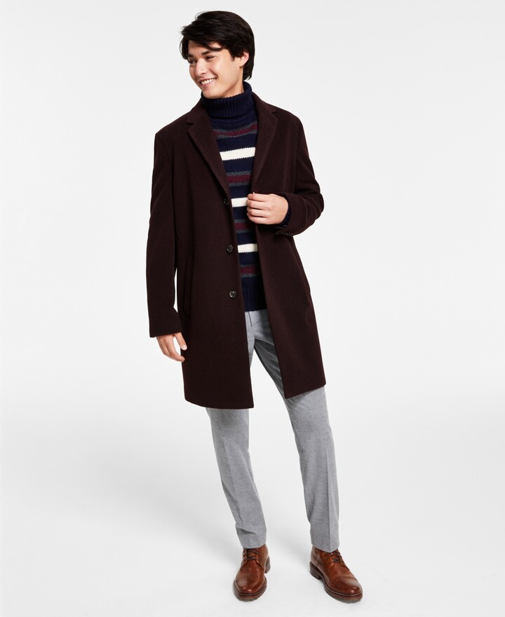 Tommy Hilfiger Men's Addison Trim Fit Overcoat ShopStyle Raincoats Trench Coats
