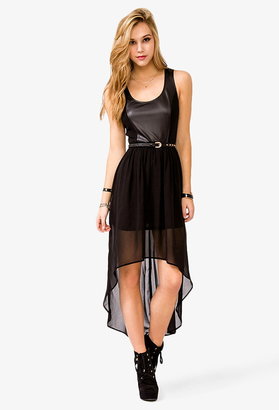 Forever 21 Faux Leather Chiffon High-Low Dress