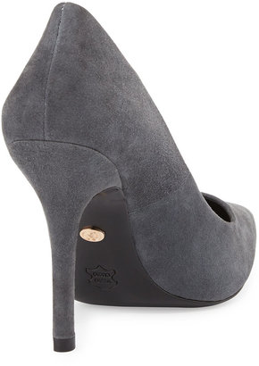 Charles David Suede Pointy-Toe Pump, Gray
