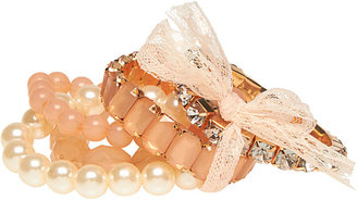 Wet Seal Lacey Bow & Pearls Bracelet Set