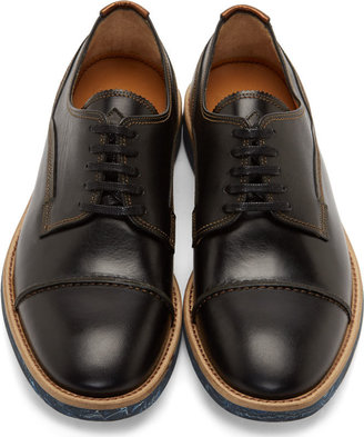 Paul Smith Black & Beige Leather Skull Derby Shoes