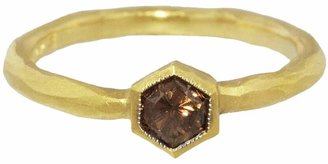 Cathy Waterman Hexagonal Cognac Diamond Solitaire Ring