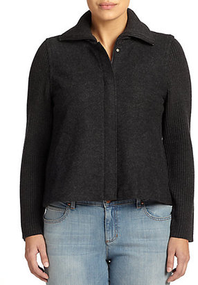 Eileen Fisher Eileen Fisher, Sizes 14-24 Ribbed-Detail Boxy Jacket