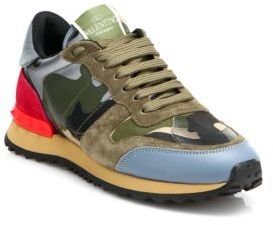 Valentino Mixed Media Camouflage Sneakers
